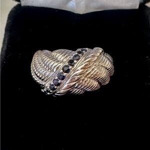Judith Ripka Sterling Silver Sapphire Rope Band Ring Size 8